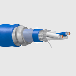 Cable de Comunicación Armado, Data Highway MC, 1PR-20AWG, 300V, con aislamiento PVC azul, marca Belden.
