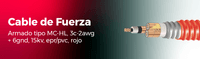 Cable de fuerza armado tipo MC de color rojo
