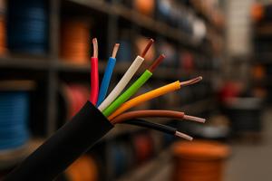 Cable de control en un almacén de cables industriales