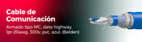 Cable de comunicación armado tipo MC de color azul, marca Belden