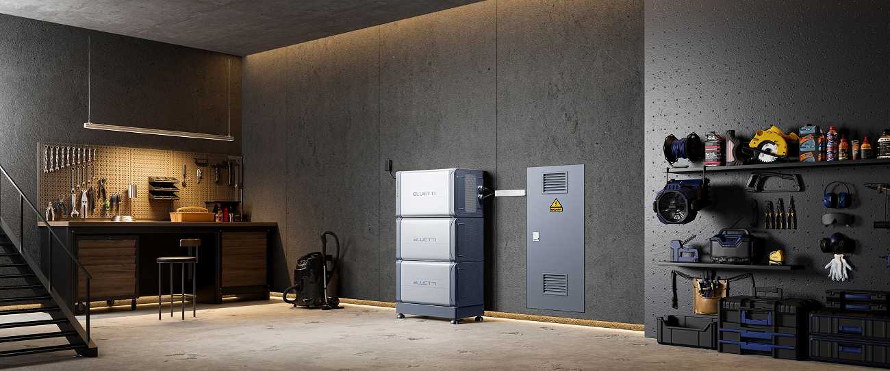 Sistema Bluetti en garaje